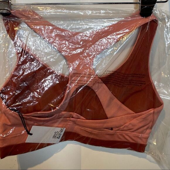 Iris and Ink REVOLVE pink red strappy back sports bra NWT M athleisure work out - Picture 4 of 6